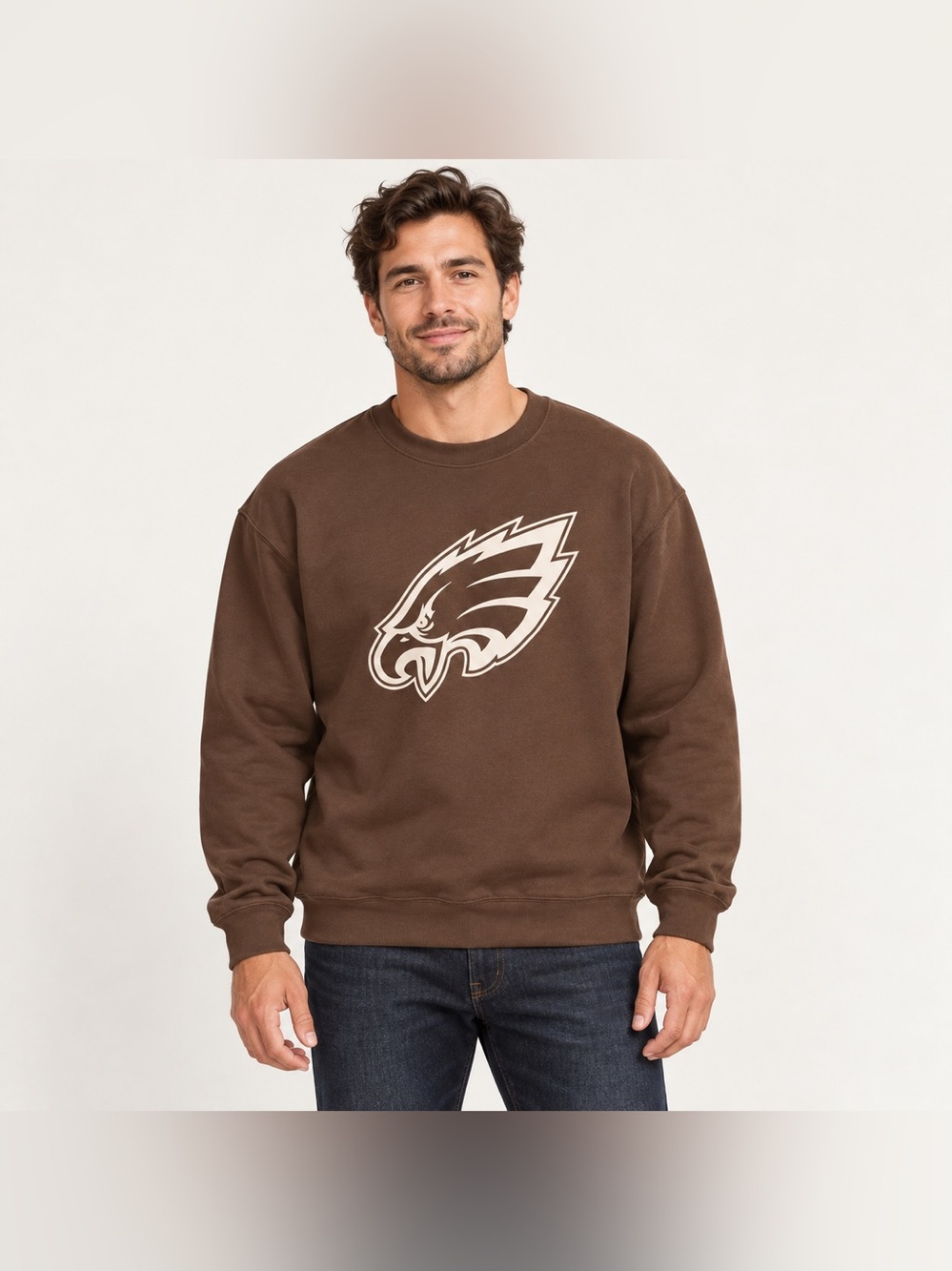 Philadelphia Eagles Brown Logo Crewneck Sweatshirt